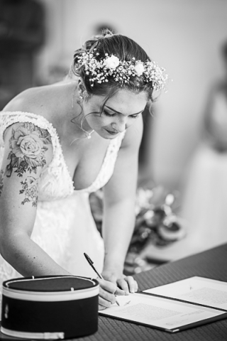 Photographe mariage Bresles signature mariée NB